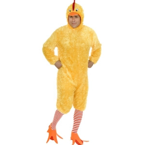 Adult Size Funky Yellow Fuzzy Chicken Suit Costume - Mens X-Large (46-48) 46-48" chest~ 5'9" - 6'2" approx 190-215lbs