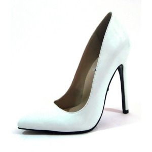 Highest Heel Womens 5 Plain Pump White Patent Pu Shoes - Women's US Shoe Size 8.5