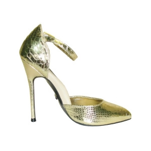 Highest Heel Womens 4.5 d'Orsay Pump Ankle Strap Gold Met Snake Pu Shoes - Women's US Shoe Size 5
