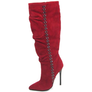 Highest Heel Womens 4.5 Calf High Boot Carbon Fiber Heel Red Suede Shoe - Women's US Shoe Size 9