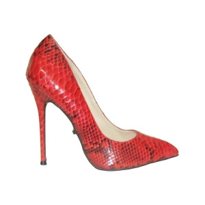 Highest Heel Womens 4.5 Metal Cover Pump Red Snake Skin Pu Shoes - Women's US Shoe Size 6