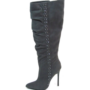 Highest Heel Womens 4.5 Calf High Boot Carbon Fiber Heel Grey Suede Shoe - Women's US Shoe Size 9.5