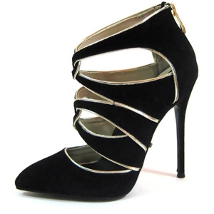 Highest Heel Womens 4.5 Micro Heel Ankle Pump Black Suede Pu Shoes - Women's US Shoe Size 5