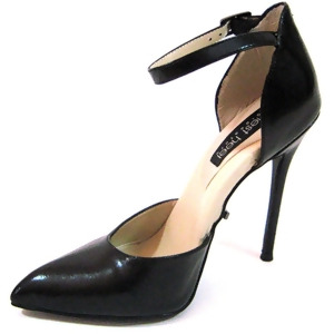 Highest Heel Womens 4.5 Metal d'Orsay Pump Ankle Strap Black Kid Pu Shoes - Women's US Shoe Size 8