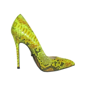 Highest Heel Womens 4.5 Metal Cover Pump Lime Green Snake Skin Pu Shoes - Women's US Shoe Size 7