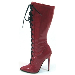 Highest Heel Womens 4.5 Stretch Lace-Up Corset Boot Red Patent Shoe - Women's US Shoe Size 7.5