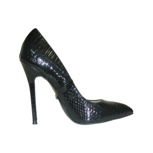 Highest Heel Womens 4.5 Metal Cover Pump Black Snake Skin Pu Shoes - Women's US Shoe Size 14