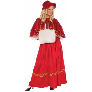 Womens Red Christmas Caroler Singer Sweetheart Dress Costume Standard 14-16 Womens Large 14-16 approx 40-42 bust 31-34 waist - All