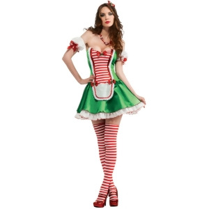 Womens Adult Sexy Peppermint Cutie Christmas Mrs Claus Costume - Womens Small (4-6)