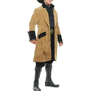 Adult's Mens Pirate Long Tan And Black Elegant Captain Jacket Coat Costume - Large:  42-44" chest~ approx 190-210lbs