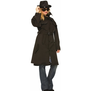 Womens Sexy Funny Trench Coat And Under Shirt Flasher Costume Womens Standard 6-14 approx 26-32 waist 35-41 hips 34-38 bust - All