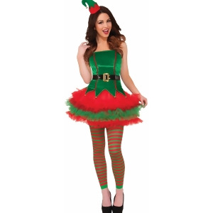 Womens Sexy Sassy Elf Green Red Tutu Dress Tu Tu Christmas Costume - Womens Medium-Large (8-12) 30-36 waist~ 34-40 bust~ B-C
