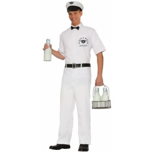 Mens 50s Classic White Milk Man Door Delivery Costume - Mens Large (42) 5'7" - 6'1" approx 150-180lbs
