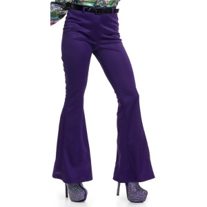 Womens 70s High Waisted Flared Purple Disco Pants - Large (11-13)