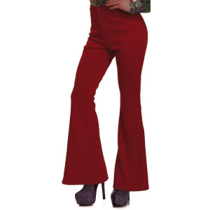 Womens 70s High Waisted Flared Red Disco Pants - Medium 8-10 approx 28-30 waist~ 36-38 bust