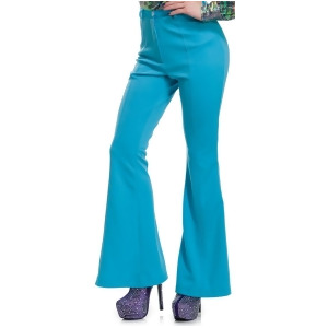 Womens 70s High Waisted Flared Powder Blue Disco Pants - Large (11-13)