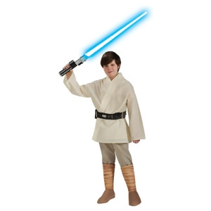 Deluxe Kid's Star Wars Luke Skywalker Costume And Lightsaber Bundle - Boys Medium (8-10) for ages 5-7 approx 27"-30" waist~ 50-54" height