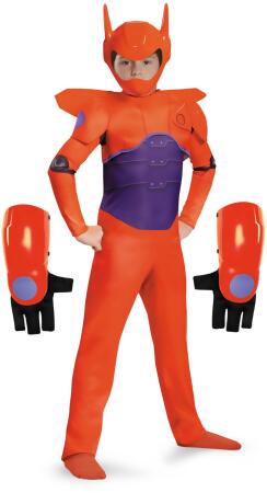 Kids Red Baymax Big Hero 6 Disney Boy's Costume And Gloves Bundle 