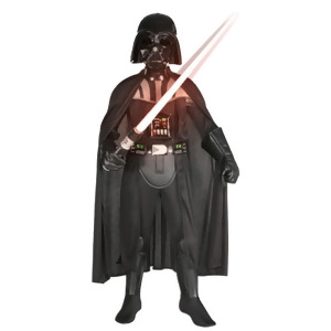 Kid's Deluxe Star Wars Darth Vader Costume And Lightsaber Bundle - Boys Large (12-14) for ages 8-10 approx 31"-34" waist~ 55-60" height