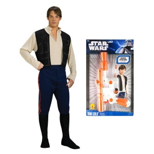 Star Wars Adult's Han Solo Costume And Blaster Bundle - Mens Standard (44) 44" chest~ 5'9" - 5'11" approx 170-190lbs