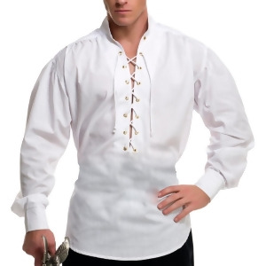 Mens White Lace Up Pirate Buccaneer Shirt With Metal Eyelets - Mens Medium (40-42) 40-42" chest~ 5'7" - 6'1" approx 145-175lbs