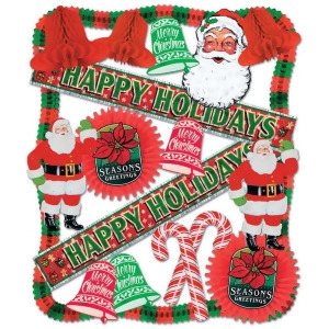 20 Piece Happy Holidays Christmas Festive Decorations Kit Varying Sizes - All