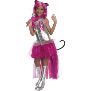 Child's Girls Monster High Catty Noir Costume And Wig Bundle - Girls Large (12-14) for ages 8-10 approx 31"-34" waist~ 55-60" height
