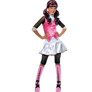 Girls Monster High Draculaura Schoolgirl Dracula Costume And Wig Bundle - Girls Small (4-6) for ages 3-5~ 36-47 lbs approx 23"-25" chest~ 21"-22" wais