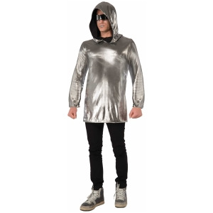 Womens Sexy Silver Futuristic Space Astronaut Alien Hoodie Costume Accessory Womens Standard 14-16 approx 26-32 waist 34-38 bust - All