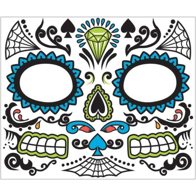 Adults Mens Day Of The Dead Face Temporary Tattoo Costume Accessory - Standard Size 