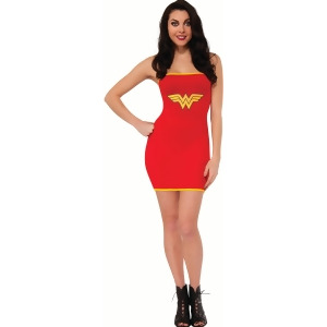 Womens Adult Wonder Woman Superhero Tube Dress Costume - Womens Large (10-12) approx 37-39 bust~ 29-31 waist