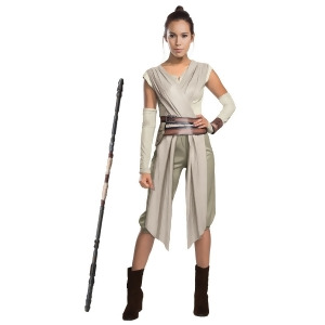 Women's Star Wars Episode Vii Deluxe Rey Costume And Staff Bundle - Womens Large (12-14) approx 38-40 bust~ 30-32 waist