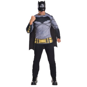 Adult's Mens Batman Dawn Of Justice Shirt With Cape And Mask Costume - Mens Standard (44) 44" chest~ 5'9" - 5'11" approx 170-190lbs