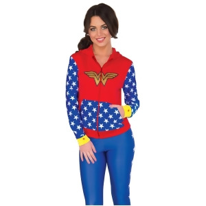 Adult's Womens Classic Dc Comics Wonder Woman Fitted Hoodie Costume - Womens Medium-Large (8-12); dress size 8-12 - approx 35-40 bust - 27-32 waist