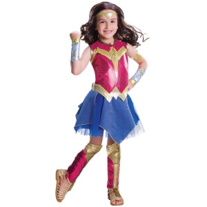 Child's Girls Deluxe Wonder Woman Dawn Of Justice Super Hero Dress Costume - Girls Large (12-14) for ages 8-10 approx 31"-34" waist~ 55-60" height
