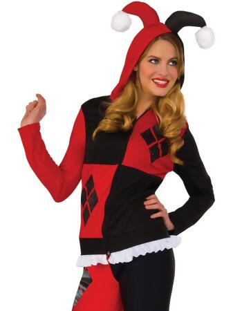 Adult's Womens Classic DC Comics Harley Quinn Fitted Hoodie Costume 