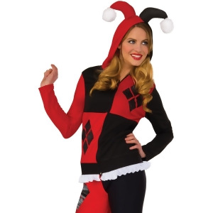 Adult's Womens Classic Dc Comics Harley Quinn Fitted Hoodie Costume - Womens Medium-Large (8-12); dress size 8-12 - approx 35-40 bust - 27-32 waist