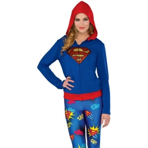 Adult's Womens Classic Dc Comics Supergirl Fitted Hoodie Costume - Womens Small-Medium (2-6); dress size 2-6 - approx 30-34" bust & 20-24" waist