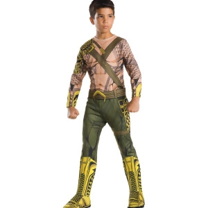 Child's Boys Batman V Superman Dawn Of Justice Aquaman Jumpsuit Costume - Boys Small (4-6) for ages 3-5 approx 25"-26" waist~ 44-48" height