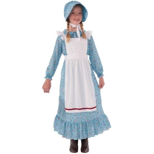 Child's Girls Modest Prairie Pioneer Woman Dress And Bonnet Costume - Girls Large (12-14) for ages 8-10 approx 31"-34" waist~ 55-60" height