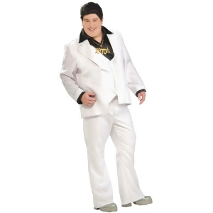 Adult's Mens 1970s White Disco Fever Suit Costume Plus Size X-Large 44-48 Mens Xl 44-48 5'9 6'2 approx 195-215lbs - All