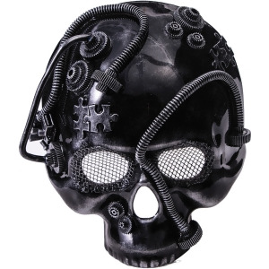 Adults Steampunk Industrial Age Robot Silver Skull Mask Costume Accessory Standard Size - All