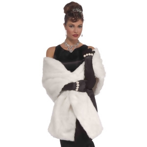 Adult's Womens Vintage Hollywood White Faux Mink Fur Stole Costume Accessory Standard - All