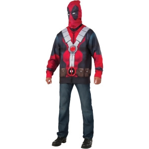 Mens Marvel Universe Anti-Hero Deadpool Hoodie Costume - Mens X-Large (44-46) 44-46" chest~ 5'9" - 6'2" approx 190-210lbs