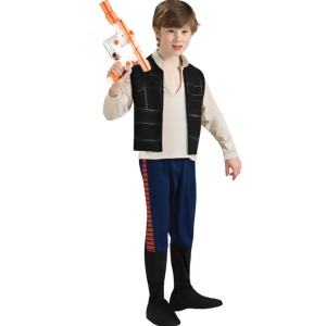 Kid's Boys Han Solo Star Wars Costume And Blaster Bundle - Boys Medium (8-10) for ages 5-7 approx 27"-30" waist~ 50-54" height