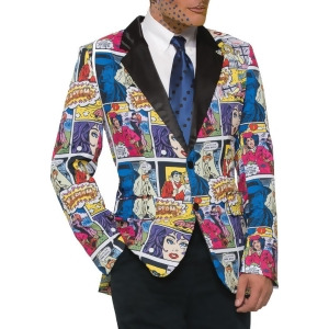 Adult's Mens Pop Art Comic Print Blazer Jacket Costume Accessory standard size - All