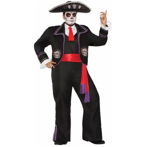 Adult's Mens Day Of The Dead Mariachi Man Costume Plus Size X-Large 44-48 Mens Xl 44-48 5'9 6'2 approx 195-215lbs - All