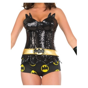 Adult Women's Sexy Deluxe Batgirl Sequin Corset Costume Accessory - Womens Small-Medium (2-6); Corset size 2-6 - approx 30-34" bust & 20-24" waist