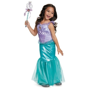 Child's Girls Disney Deluxe Ariel The Little Mermaid Ball Gown Dress Costume - Girls Small (4-6x) for ages 3-5~ 39-50 lbs approx 23"-26" chest~ 21"-23