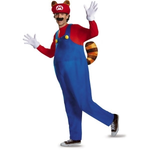 Adult's Mens Deluxe Nintendo Super Mario Brothers Raccoon Costume - XXL (2XL 50-52) 50-52" chest~ 44-46" waist~ 5'11" - 6'1" approx 260-280lbs